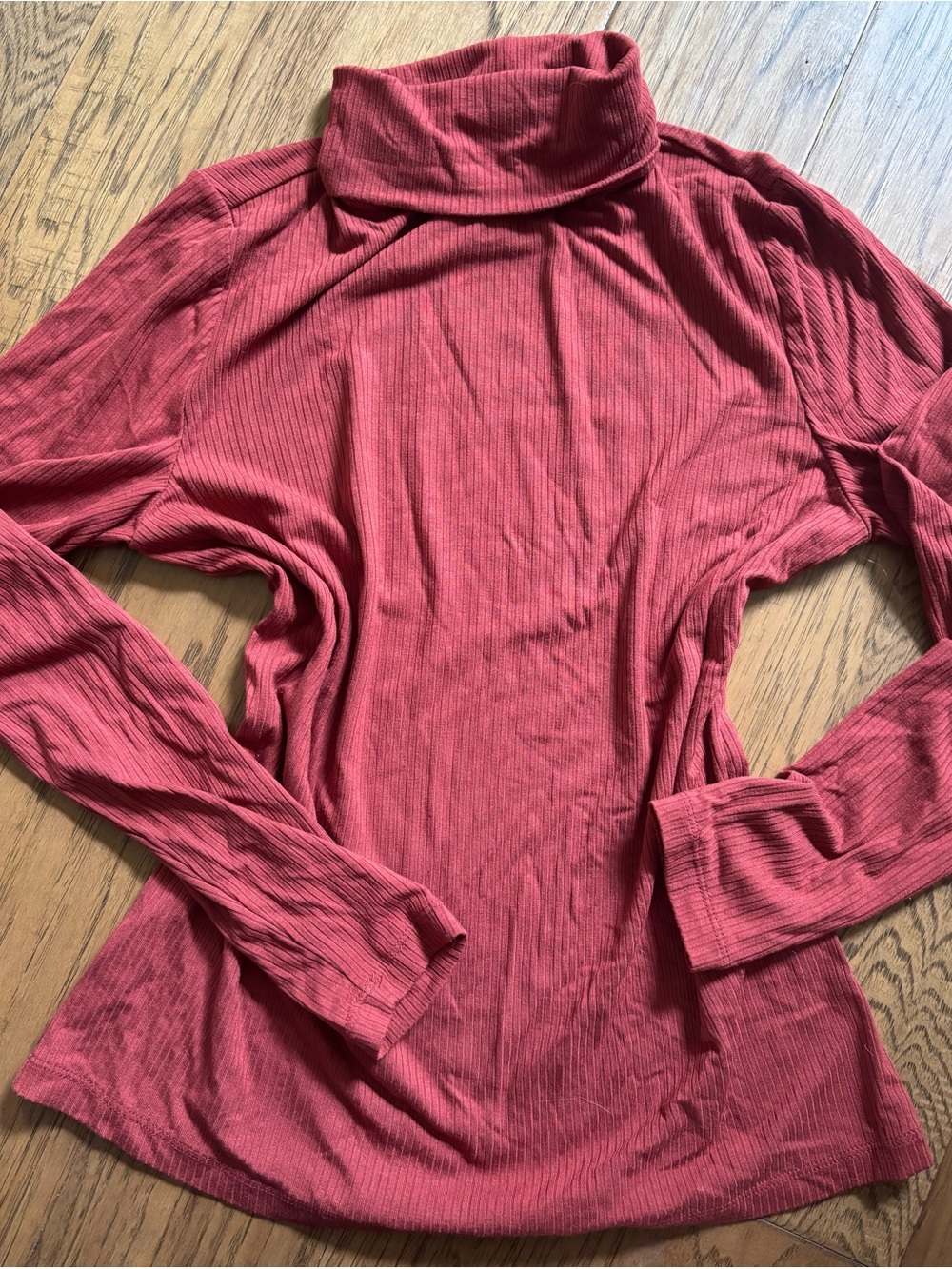 VILA Ribbed Turtleneck Long Sleeve Top - Rose
